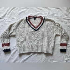 Forever 21 Cropped White Knit Sweater